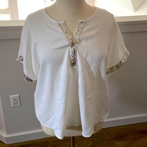 Emery rose blouse with gold/ silver sparkly detail